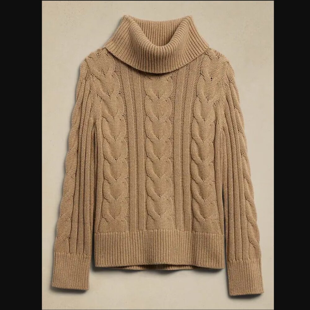 Banana Republic Factory - Cable Sweater - Camel/Heather - Size S - EUC